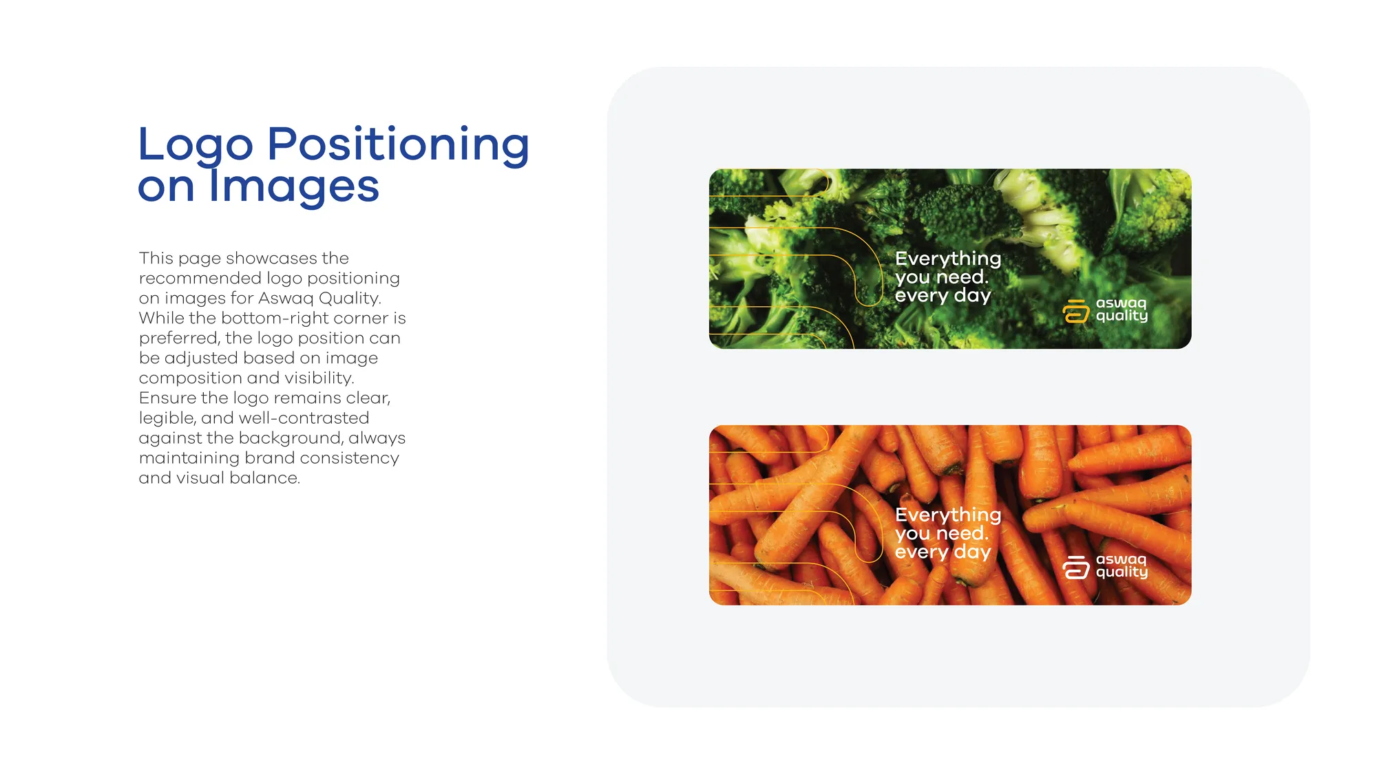 Logo positioning over produce photography