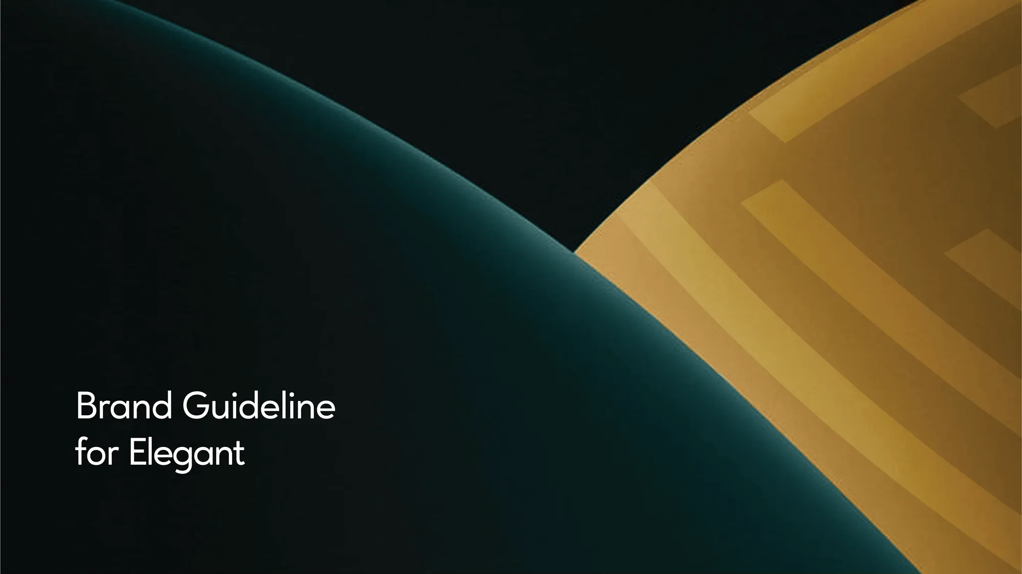 Brand guideline cover for Elegant with a gold arc over deep green