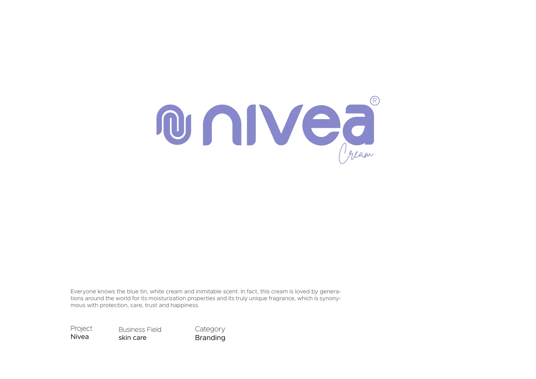 Nivea Cream concept logotype in periwinkle with an interlocking N monogram