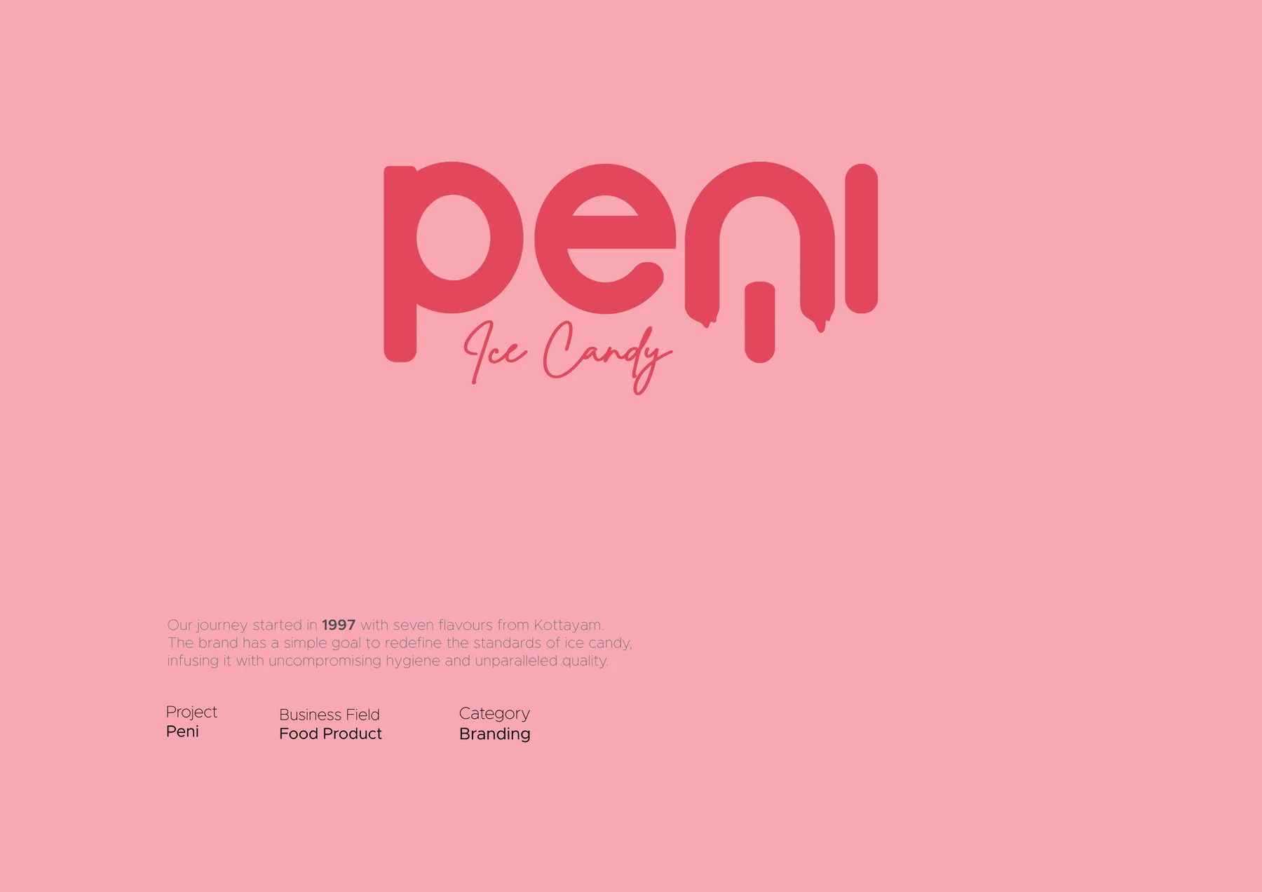 Peni Ice Candy logotype in deep pink, with a melting popsicle counterform hidden in the letters