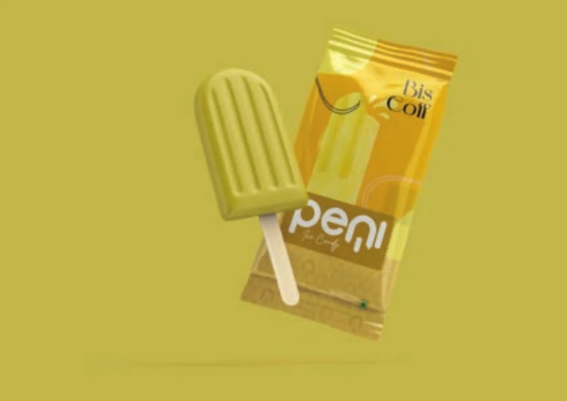 Bis Coff flavour wrapper in caramel yellow