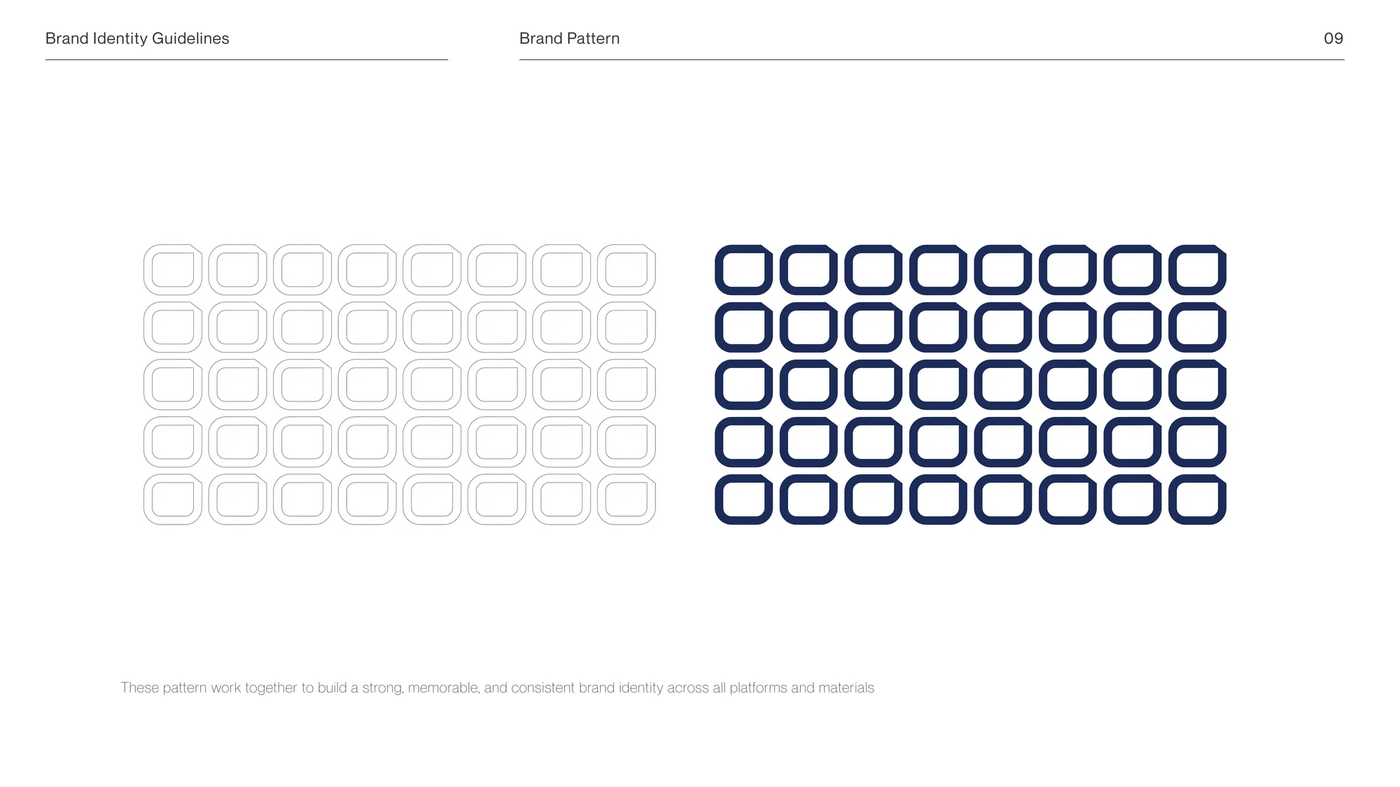Repeating rounded-square brand pattern in navy