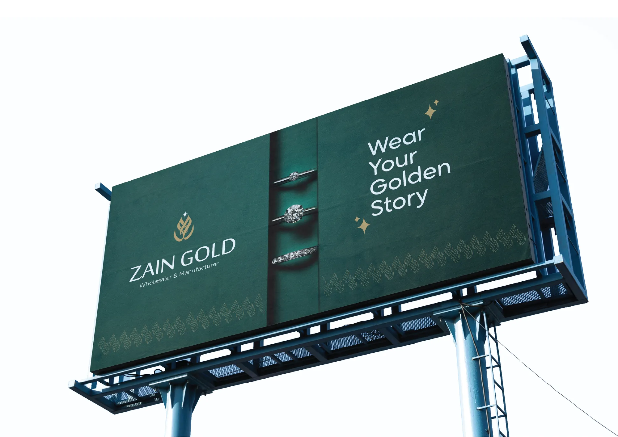 Zain Gold billboard reading Wear Your Golden Story