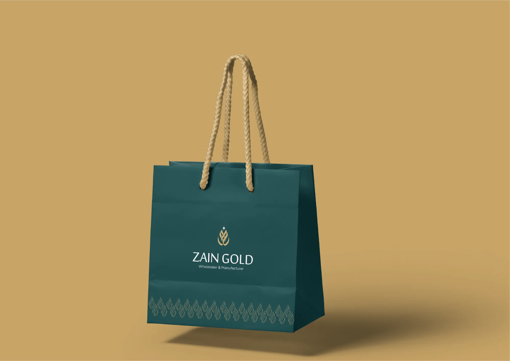 Deep green Zain Gold shopping bag